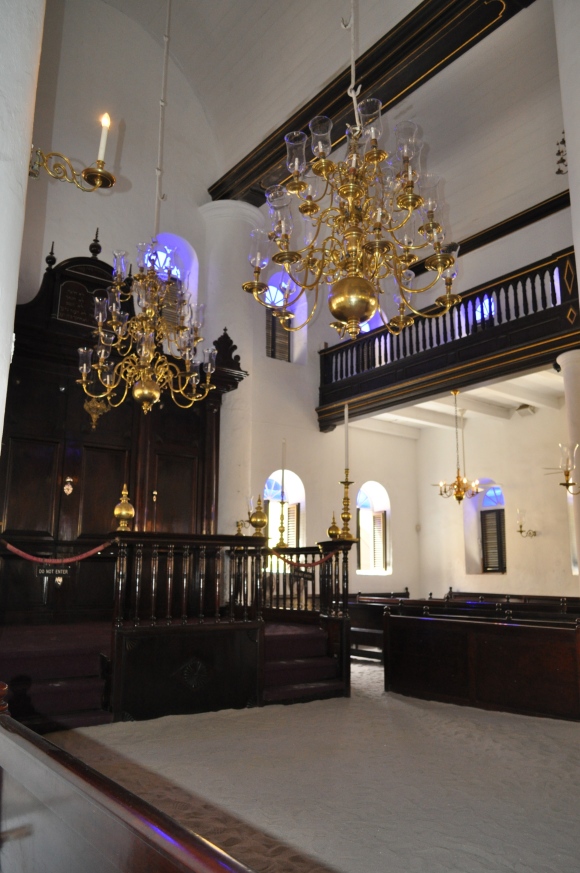 Inside Mikve Israel's Synagogue in Curacao, the oldest synagogue still in use in the Western Hemisphere